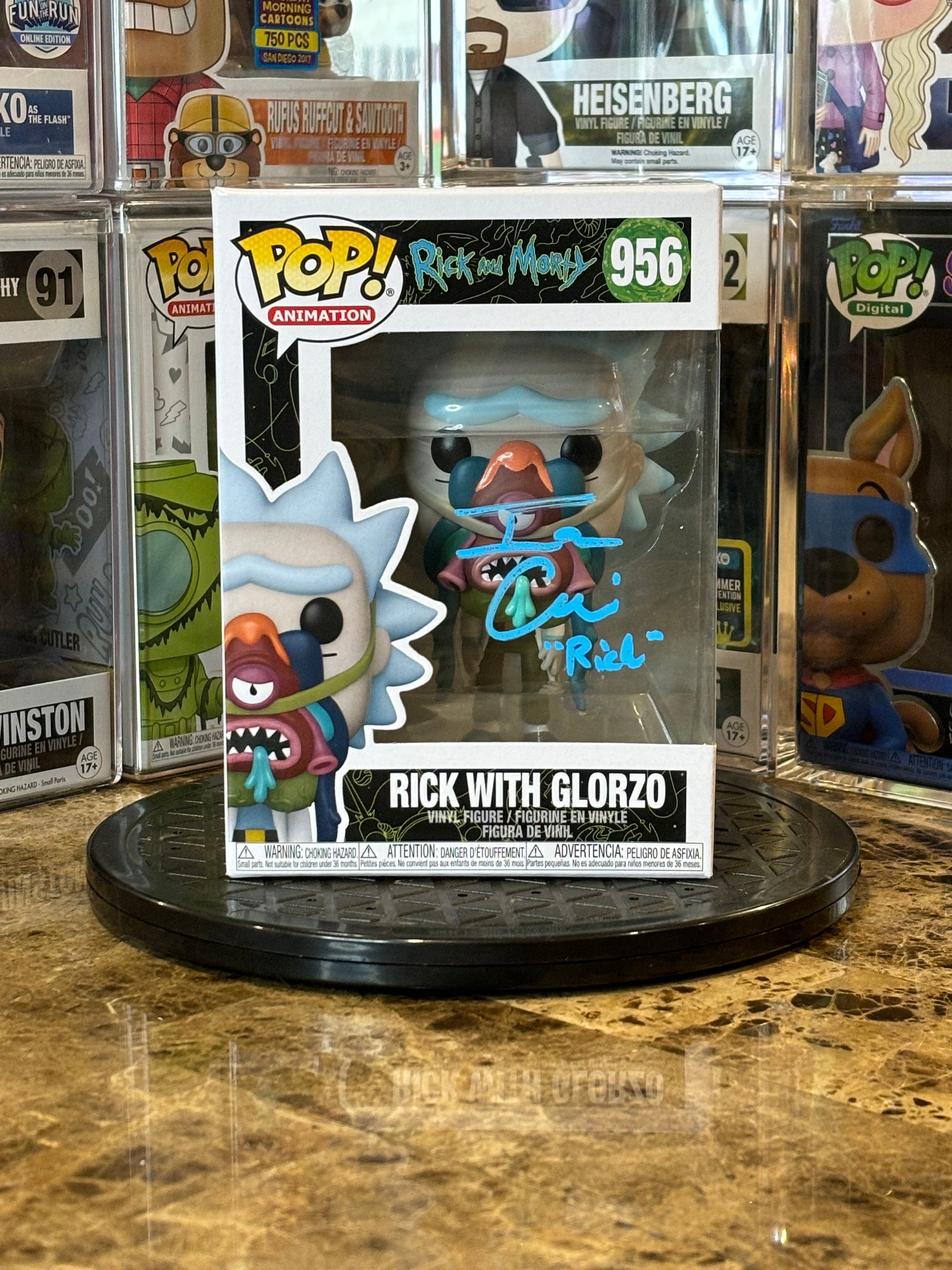 Funko Pop Rick and Morty Rick with Glorzo #956 Autographed Ian Cardoni